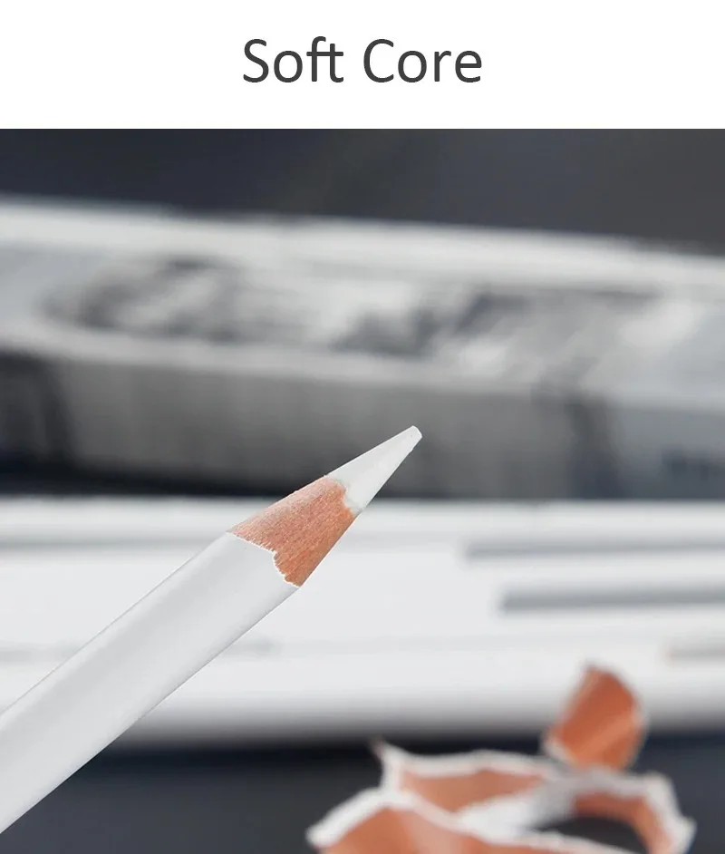 3Pcs White Sketch Charcoal Pencils Set Professional Standard Pencil Drawing Pencils Set For School Tool Painting Art Supplies
