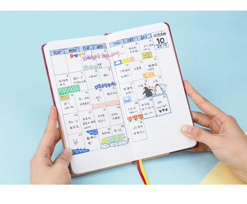 Kinbor Cute Weeks Plan Small Notebook 20 Styles Handpad Book Pocket Book Todolist Mini Hand Account Book Record Book for School
