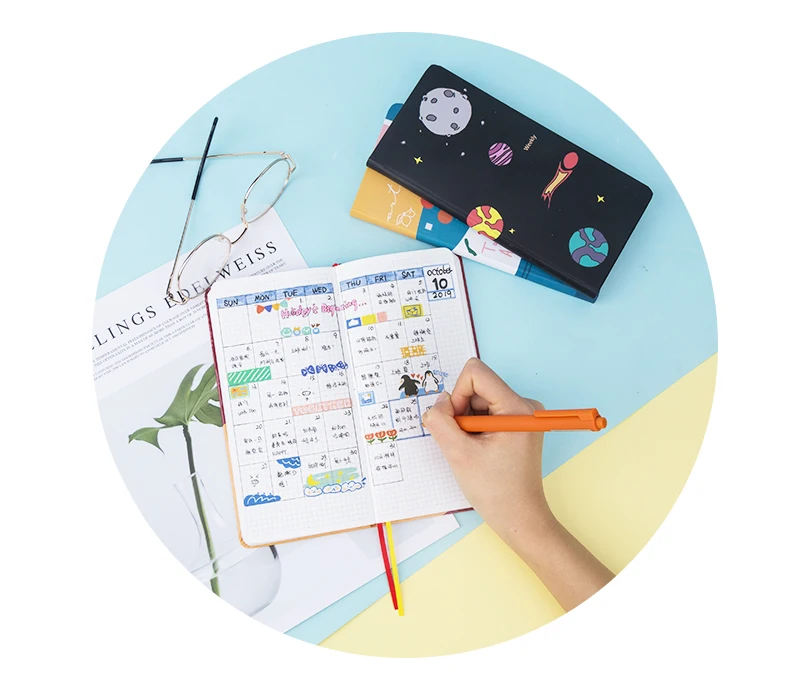 Kinbor Cute Weeks Plan Small Notebook 20 Styles Handpad Book Pocket Book Todolist Mini Hand Account Book Record Book for School