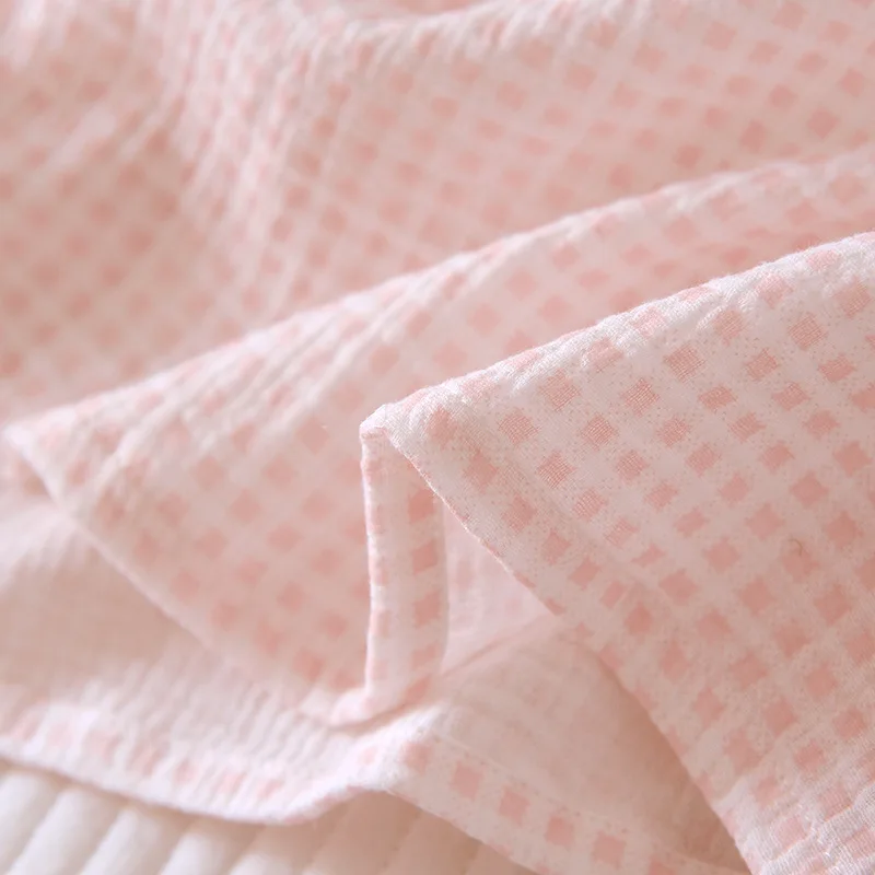 2026 Japanese Summer New Women's Pajamas Suit Short-sleeved Shorts Two-piece 100% Cotton Crepe Simple Checked Thin Home Clothes