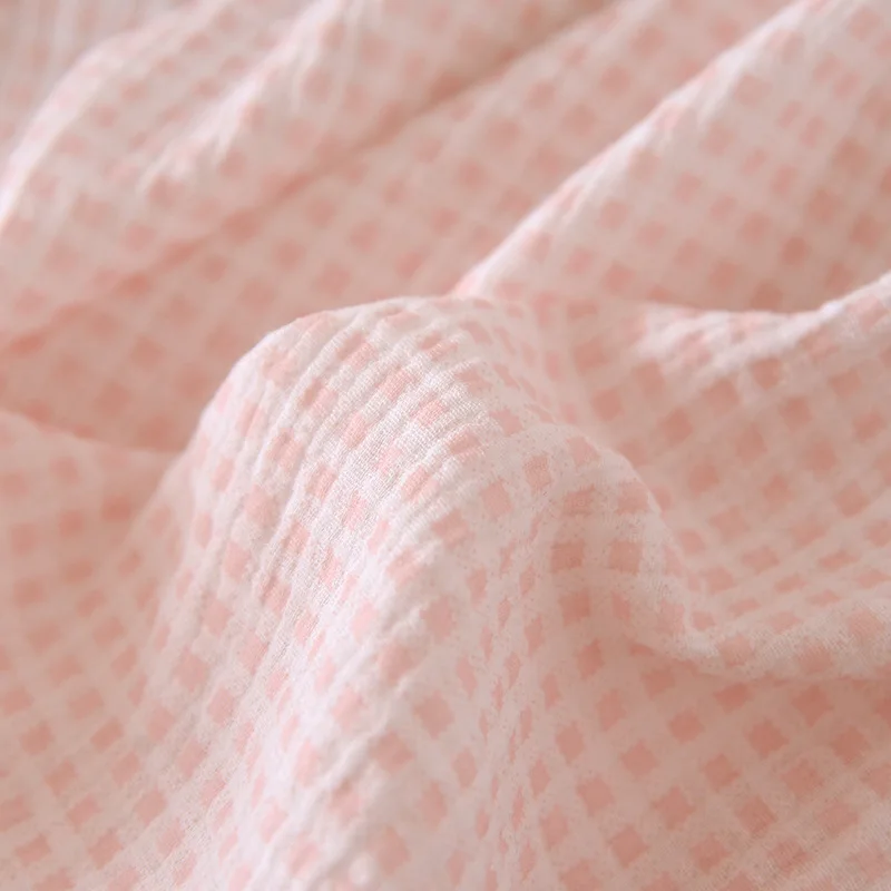 2026 Japanese Summer New Women's Pajamas Suit Short-sleeved Shorts Two-piece 100% Cotton Crepe Simple Checked Thin Home Clothes