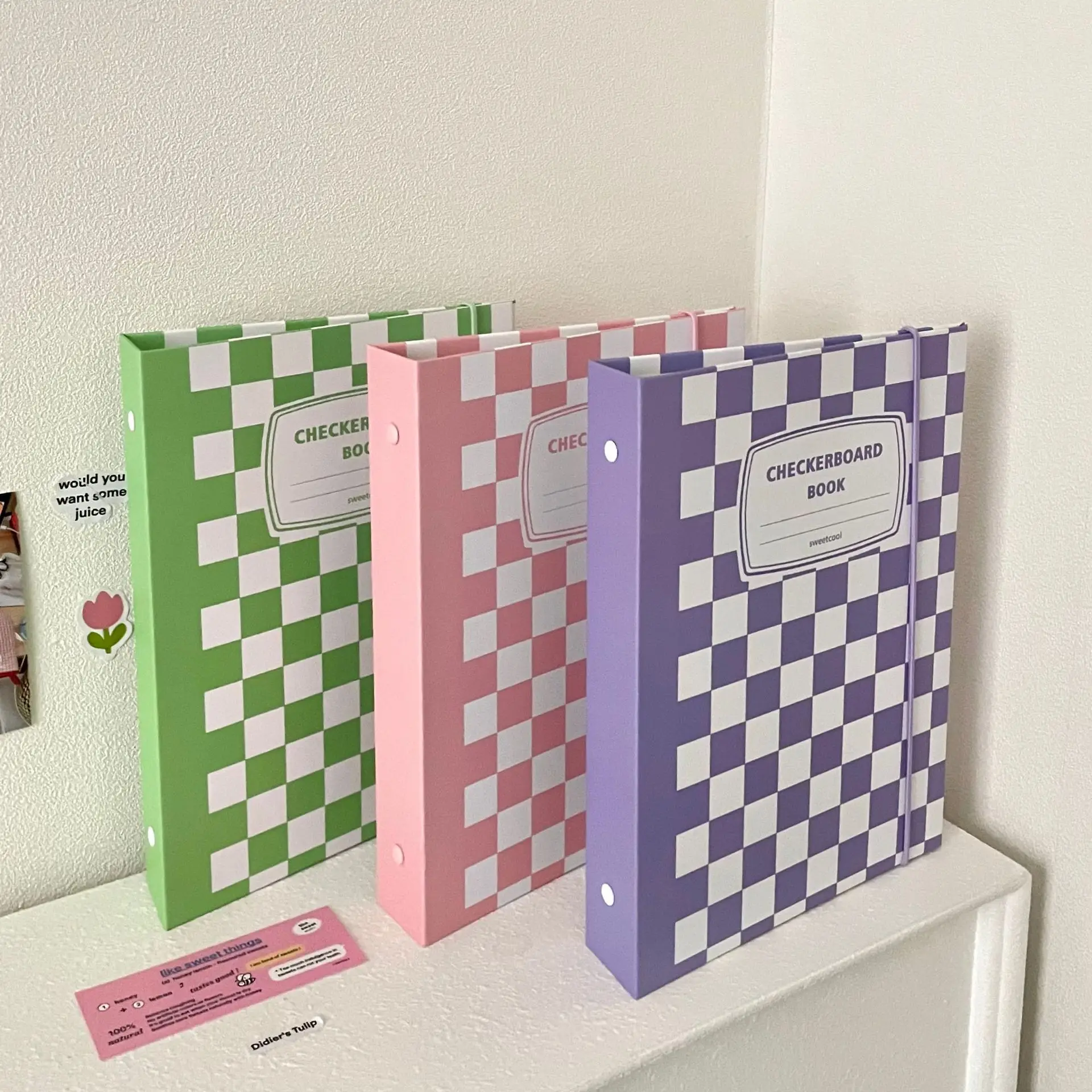 MINKYS Checkerboard Kawaii A5 Kpop Photocard Binder Photo Cards Collect Book Storage Album Hardcover Notebook Korea Stationery