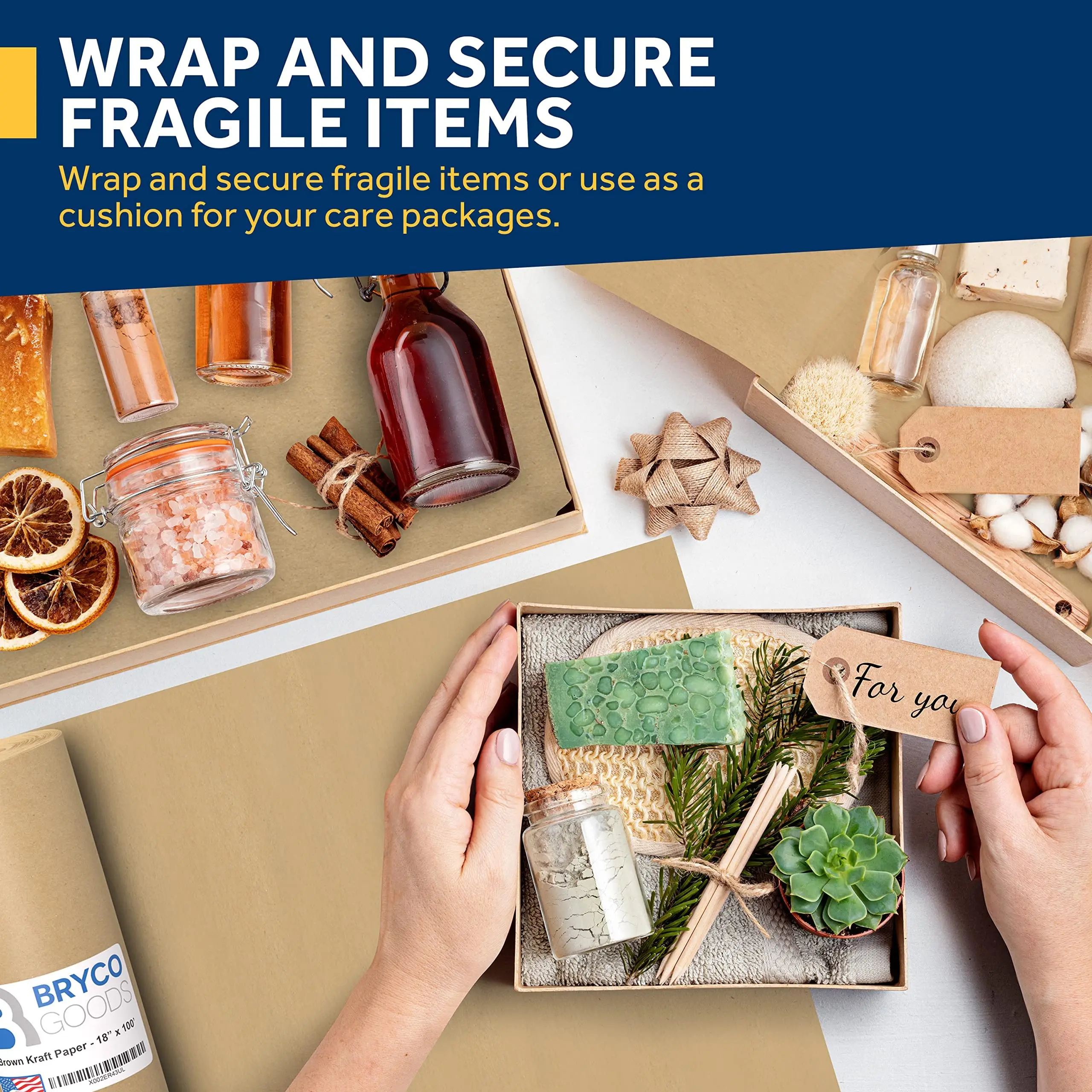 Brown Kraft Paper Ideal for Gift Wrapping Packing Roll for Moving Art Craft Shipping Floor Covering Wall 100% Recycled Material