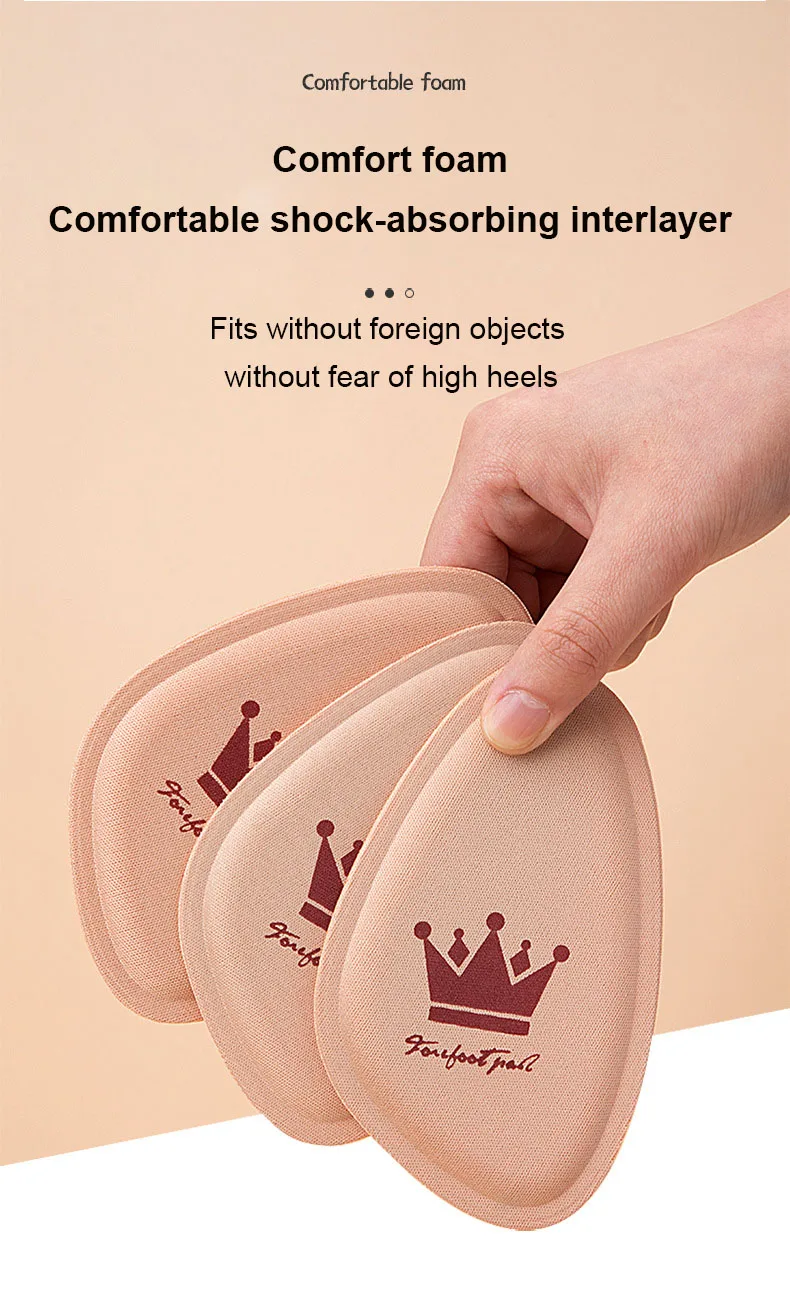 Women Forefoot Pad Pain Relief Insert Half Size Insoles Non-slip Cushion Shoe Breathable Sweat Absorbing Foot Pads for Shoes
