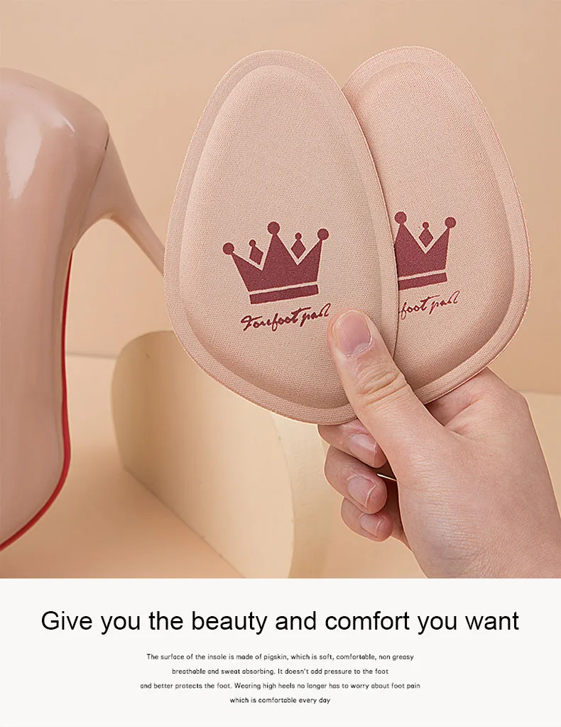 Women Forefoot Pad Pain Relief Insert Half Size Insoles Non-slip Cushion Shoe Breathable Sweat Absorbing Foot Pads for Shoes