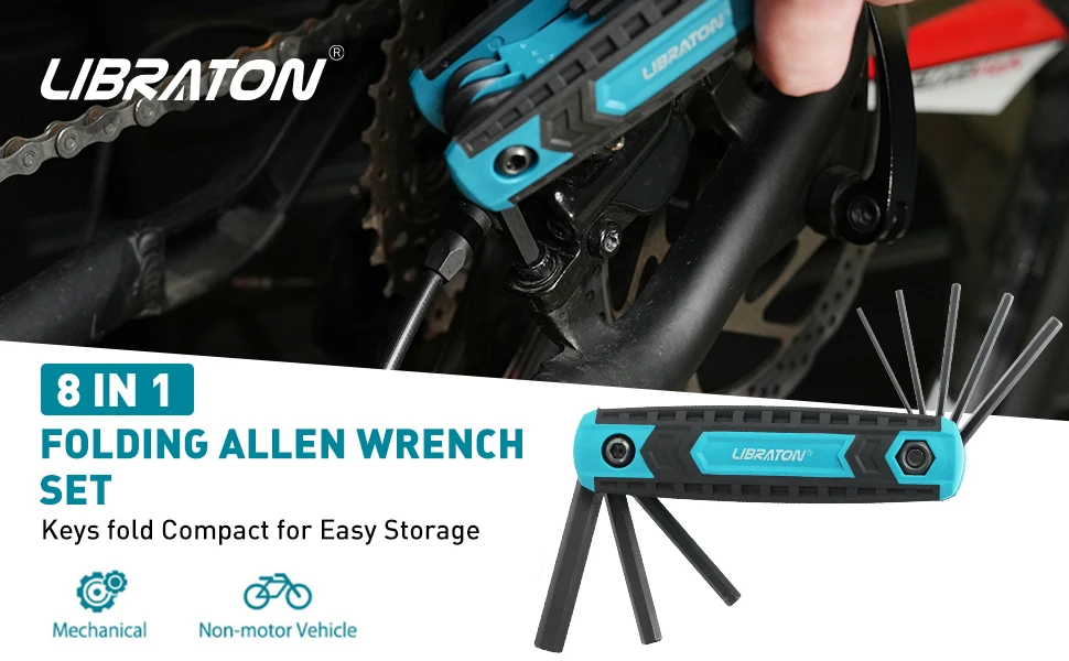 LIBRATON 8 in 1 Folding Allen Wrench Set Metric Allen Key Set Tool Or Folding Tamper Proof Torx Key Set Portable Star Wrench Kit