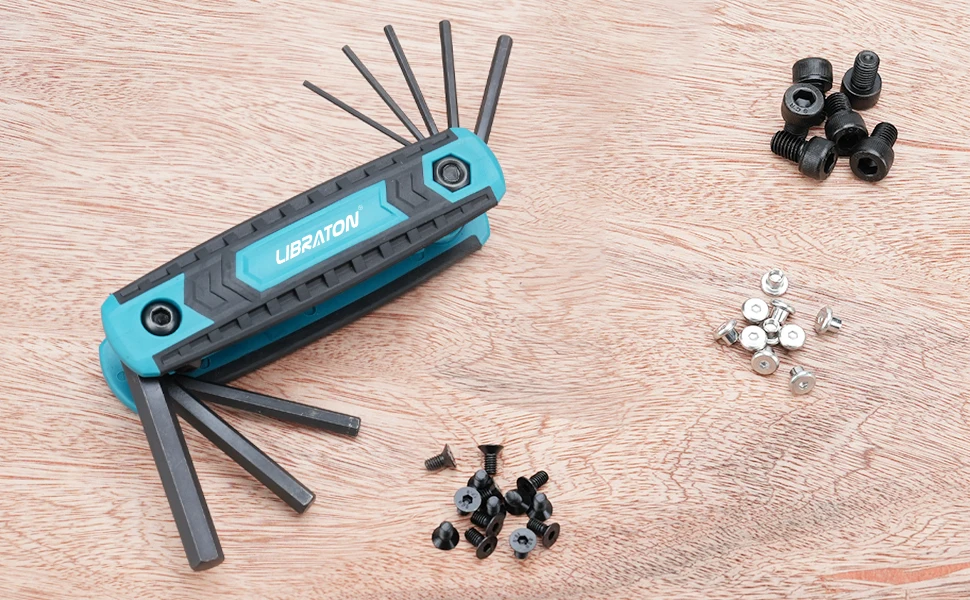 LIBRATON 8 in 1 Folding Allen Wrench Set Metric Allen Key Set Tool Or Folding Tamper Proof Torx Key Set Portable Star Wrench Kit