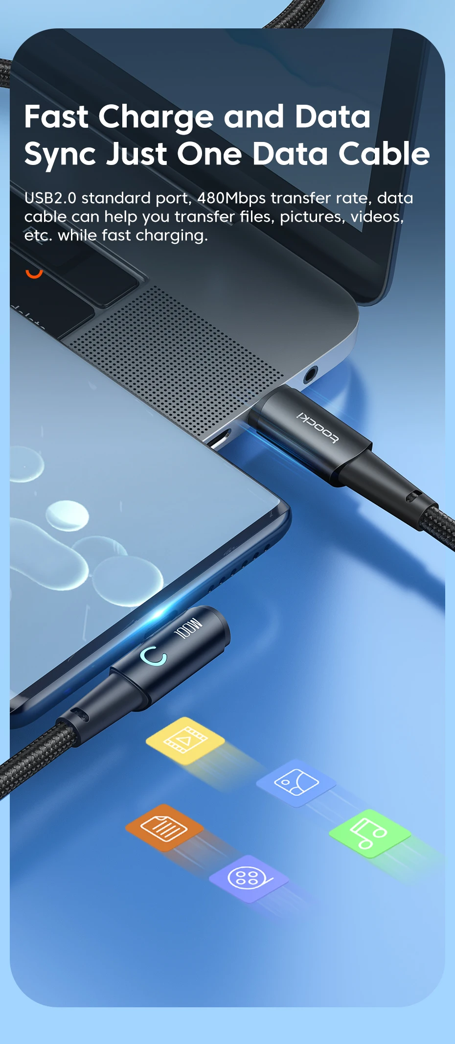 Toocki 100W USB C TO Type C Cable PD Fast Charger For Samsung HUAWEI Xiaomi MacBook POCO Elbow 90 Degree USB 2.0 Data Cord Wire