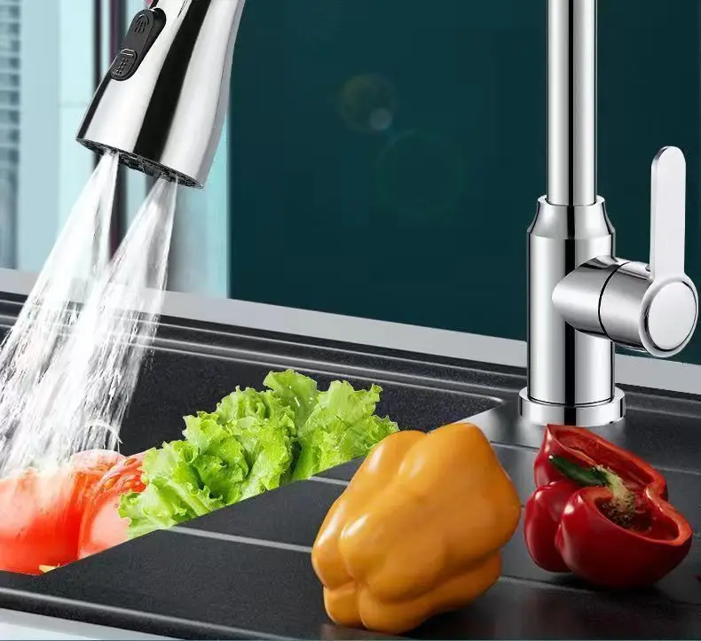 3 In 1 Kitchen Faucet Extender Universal 360° Rotate Pull Out Kitchen Tap Multi-mode Strong Flushing Booster Kitchen Accessories