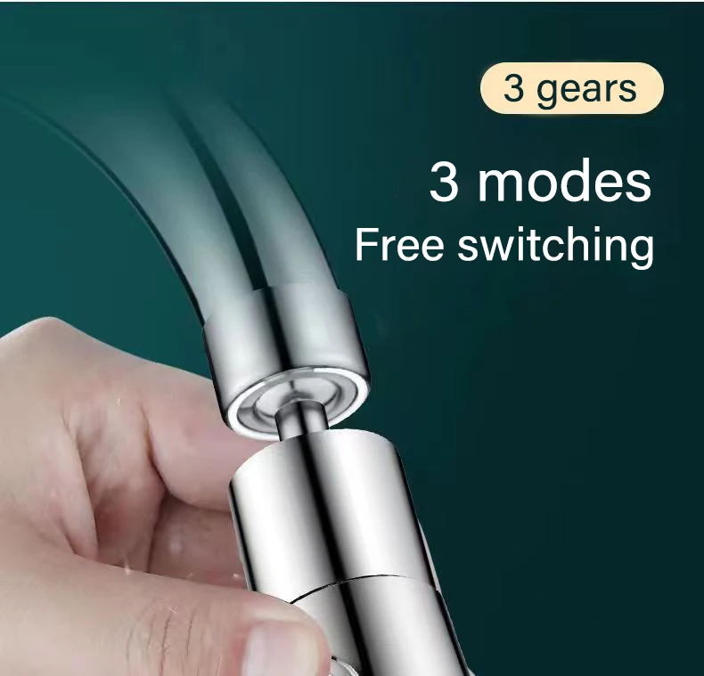 3 In 1 Kitchen Faucet Extender Universal 360° Rotate Pull Out Kitchen Tap Multi-mode Strong Flushing Booster Kitchen Accessories