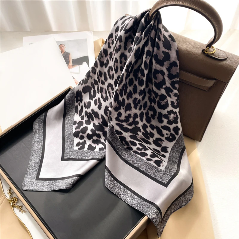 Neckerchief Female Luxury Square Scarf for Women Silk Feeling Shawl Satin Hijab Fashion Wraps Hair Bands Ribbon Headband Bandann