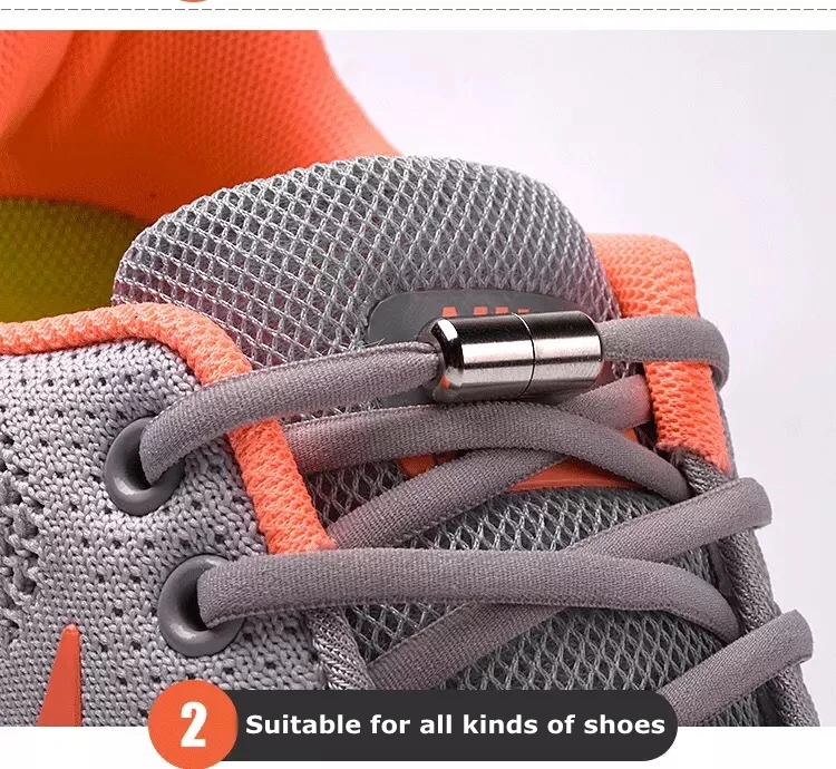 Semicircle No Tie Shoelaces Elastic Shoe laces Sneakers shoelace Metal Lock Lazy Laces for Kids and Adult One size fits all shoe