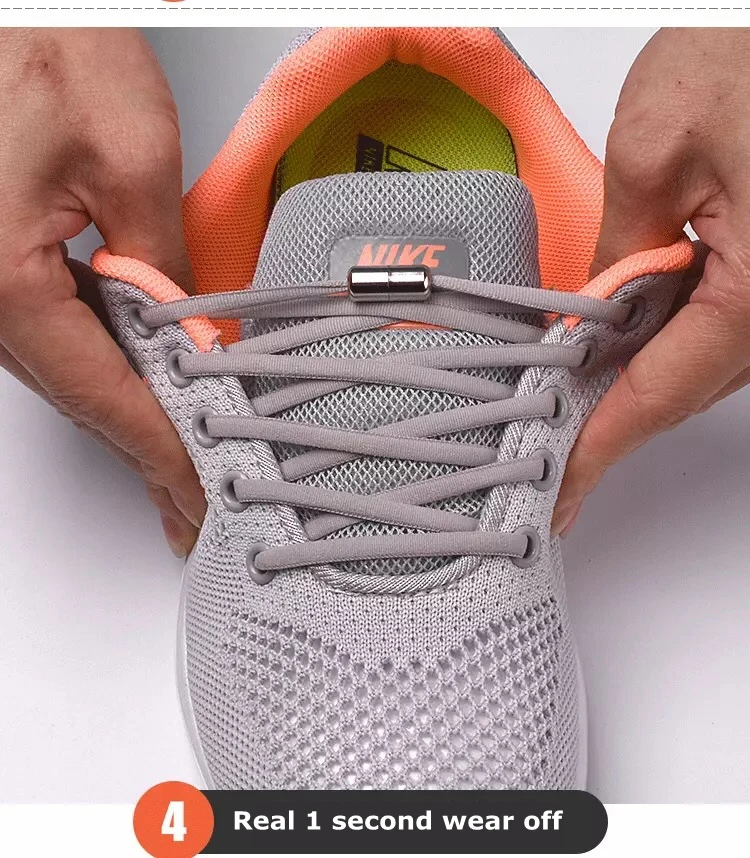 Semicircle No Tie Shoelaces Elastic Shoe laces Sneakers shoelace Metal Lock Lazy Laces for Kids and Adult One size fits all shoe