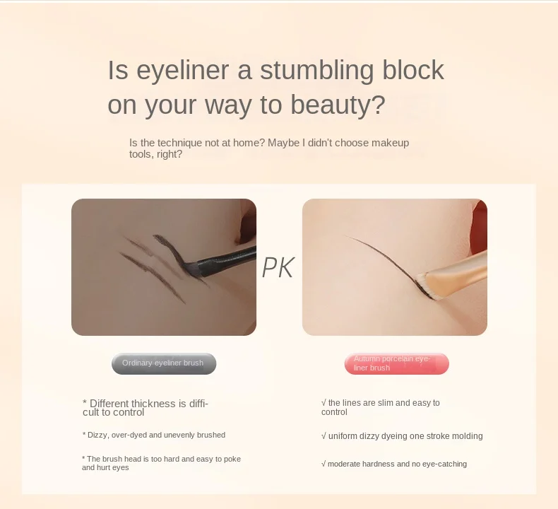 Upgrade Blade Eyeliner Brush Ultra Thin Fine Angle Flat Eyebrow Brush Under The Eye Makeup Brushes Precise Detail Brush White
