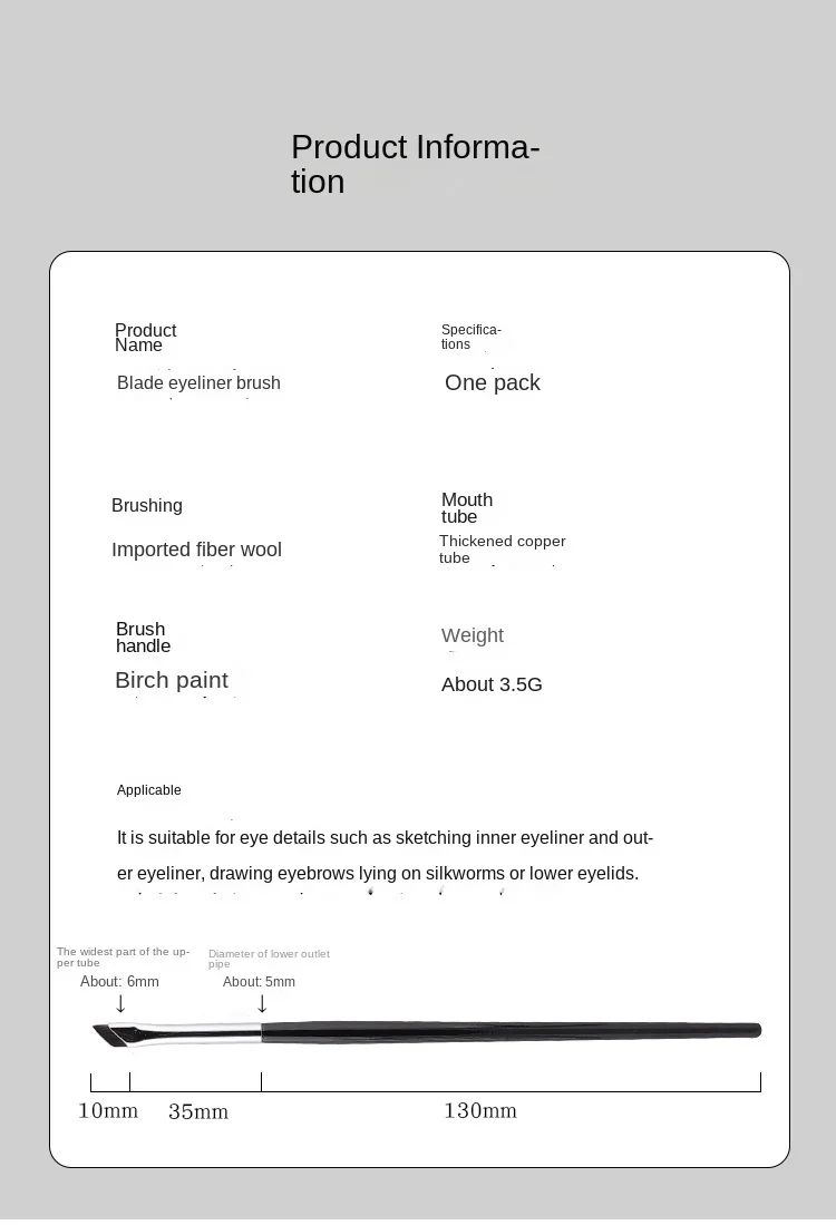 Upgrade Blade Eyeliner Brush Ultra Thin Fine Angle Flat Eyebrow Brush Under The Eye Makeup Brushes Precise Detail Brush White