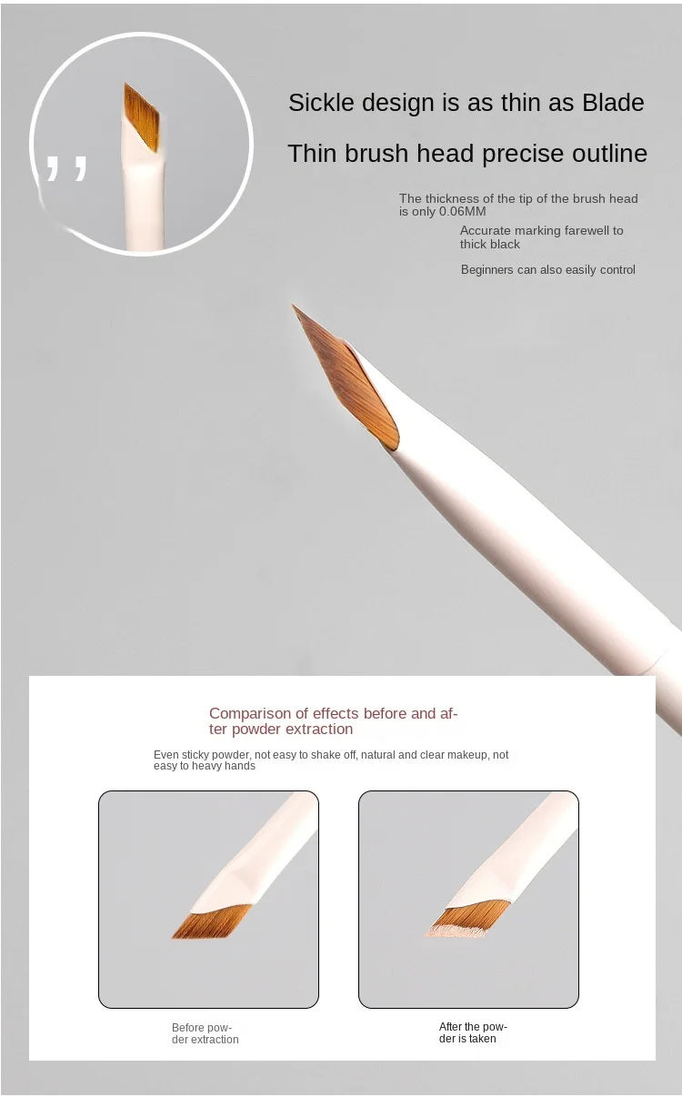 Upgrade Blade Eyeliner Brush Ultra Thin Fine Angle Flat Eyebrow Brush Under The Eye Makeup Brushes Precise Detail Brush White