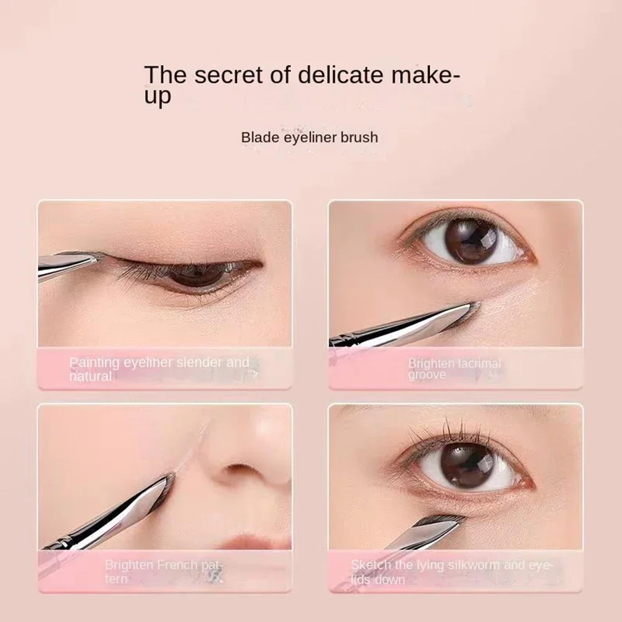 Upgrade Blade Eyeliner Brush Ultra Thin Fine Angle Flat Eyebrow Brush Under The Eye Makeup Brushes Precise Detail Brush White