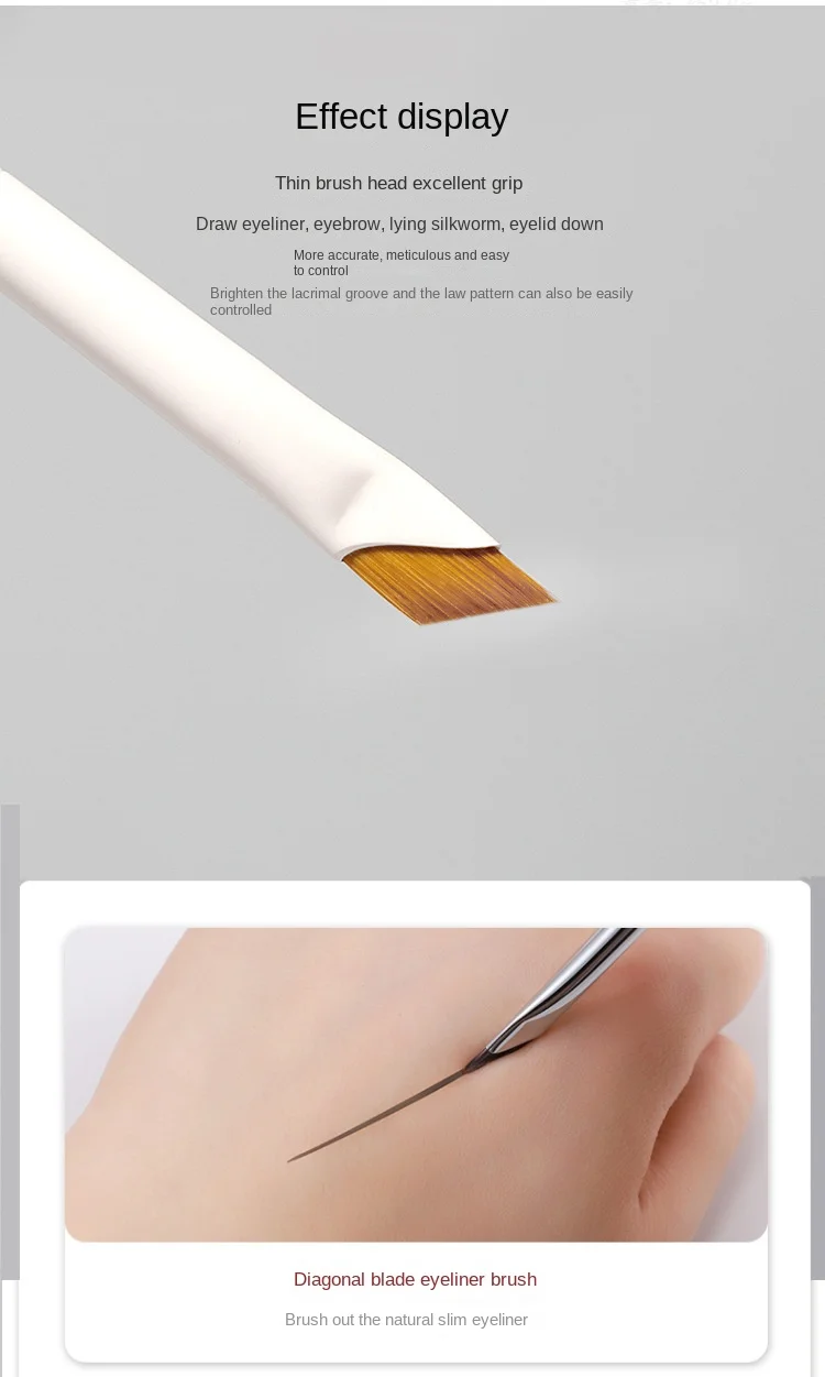 Upgrade Blade Eyeliner Brush Ultra Thin Fine Angle Flat Eyebrow Brush Under The Eye Makeup Brushes Precise Detail Brush White