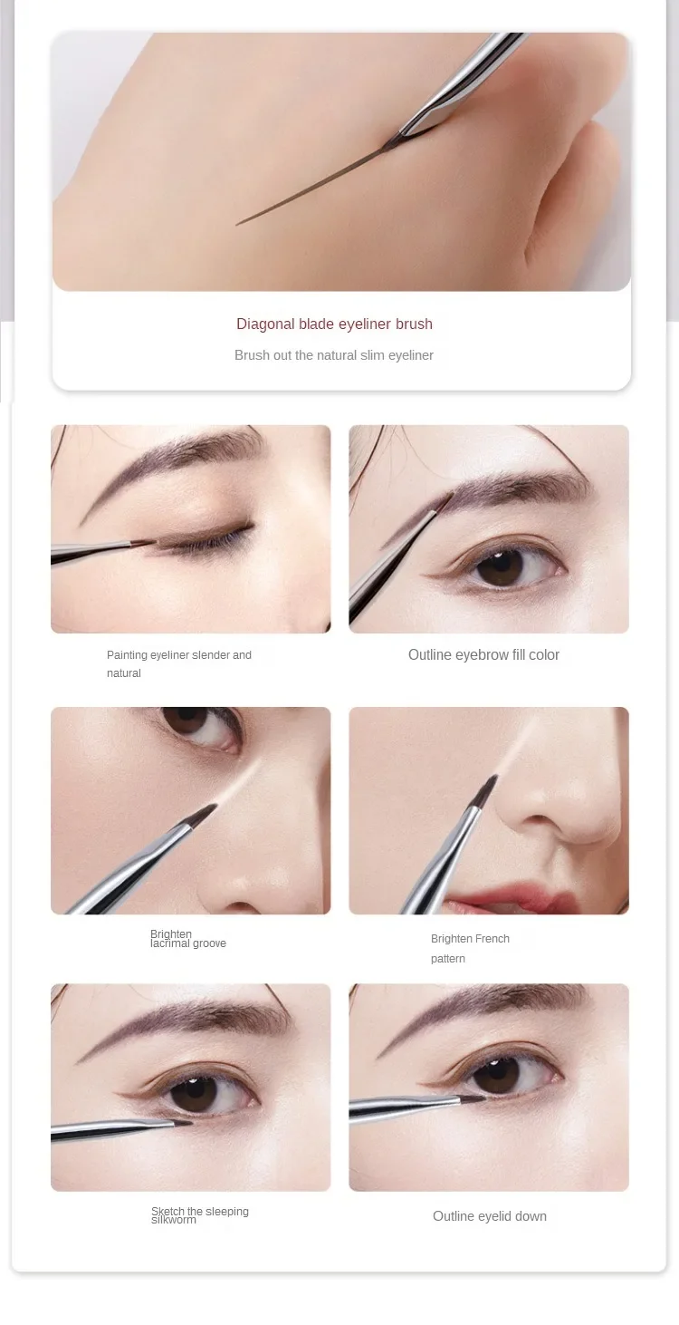 Upgrade Blade Eyeliner Brush Ultra Thin Fine Angle Flat Eyebrow Brush Under The Eye Makeup Brushes Precise Detail Brush White