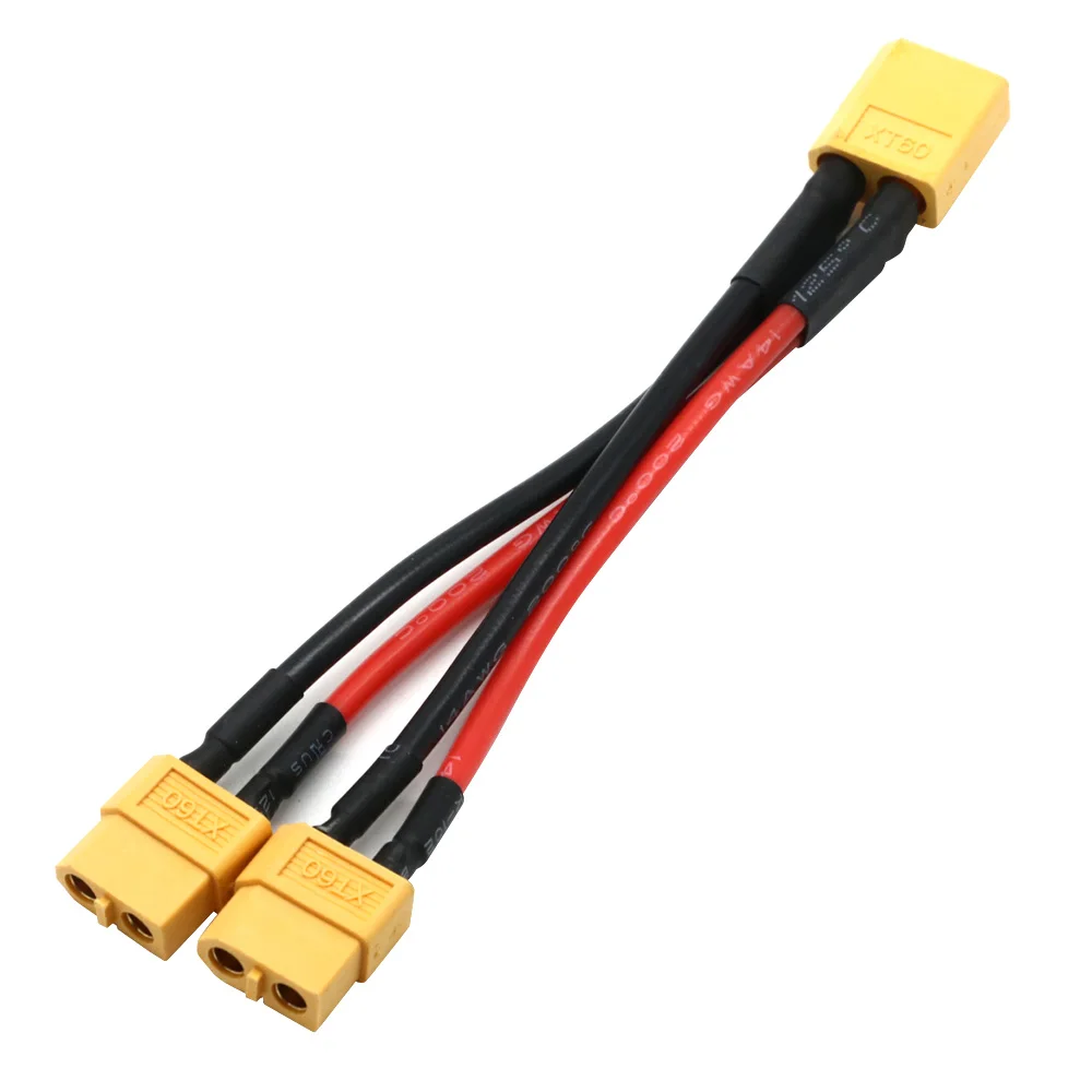 XT60 Parallel Battery Connector Male/Female Cable Dual Extension Y Splitter/ 3-Way 14AWG Silicone Wire for RC Battery Motor