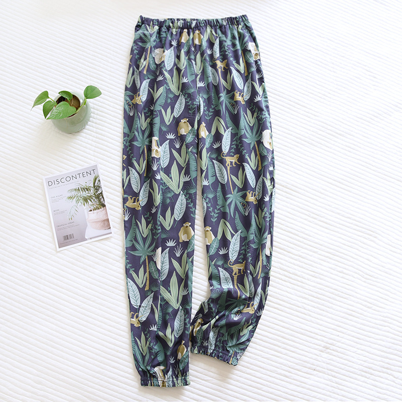 Spring And Summer New Women's Trousers 100% Viscose Large Flowers Comfortable Pajama Pants Loose Closing Home Pants Plus Size