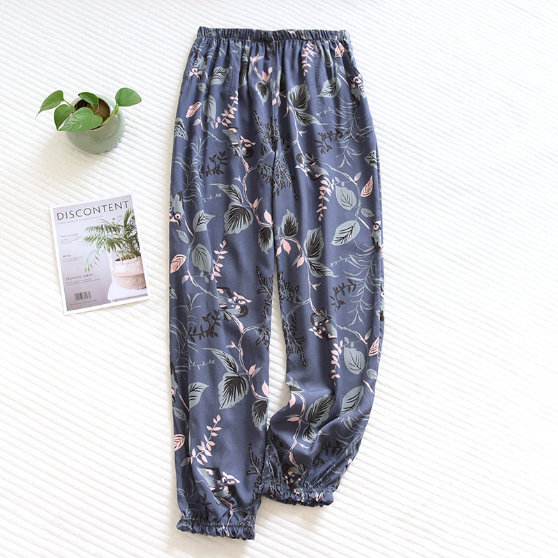 Spring And Summer New Women's Trousers 100% Viscose Large Flowers Comfortable Pajama Pants Loose Closing Home Pants Plus Size