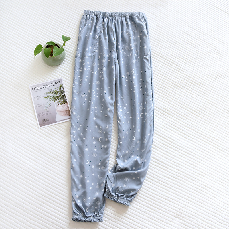 Spring And Summer New Women's Trousers 100% Viscose Large Flowers Comfortable Pajama Pants Loose Closing Home Pants Plus Size