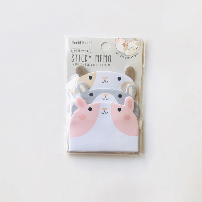 45Sheets/Pack Cartoon Sticky Notes Kawaii Penguin Pig Bear Cat Memo Pads Sticker Student Gifts Stationery School Office Supplies
