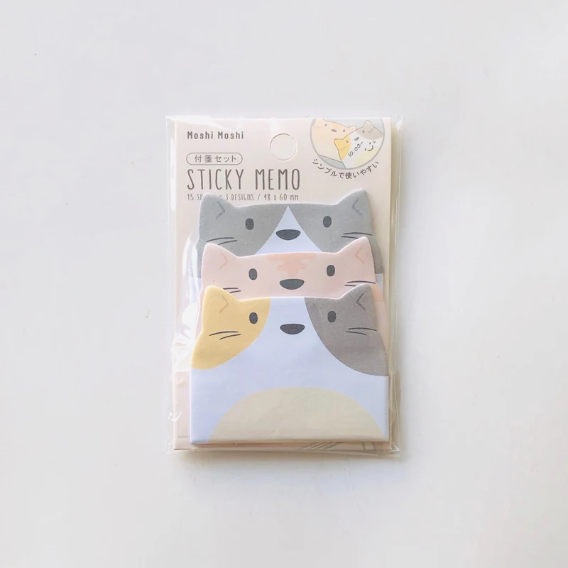 45Sheets/Pack Cartoon Sticky Notes Kawaii Penguin Pig Bear Cat Memo Pads Sticker Student Gifts Stationery School Office Supplies