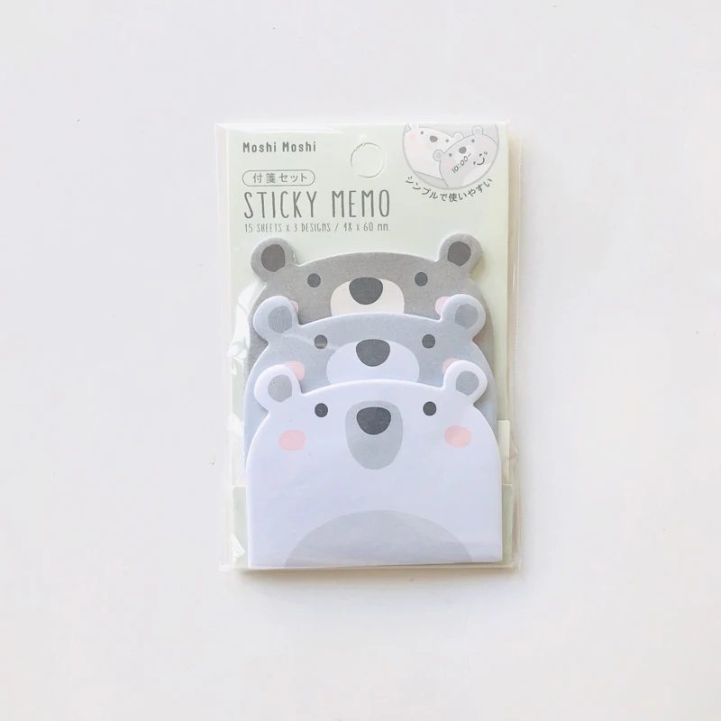 45Sheets/Pack Cartoon Sticky Notes Kawaii Penguin Pig Bear Cat Memo Pads Sticker Student Gifts Stationery School Office Supplies