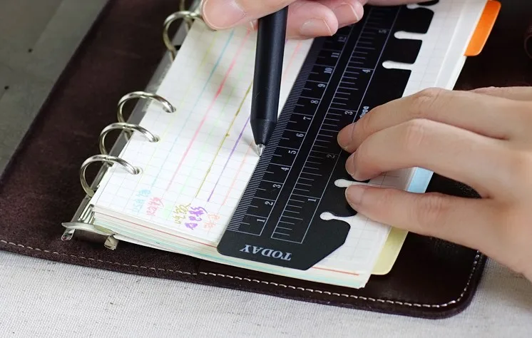 A5 A6 A7 Ruler Black Pink Matt Frosted Planner Agenda Notebook For 6 Holes Loose Leaf Spiral Notebook Organizer