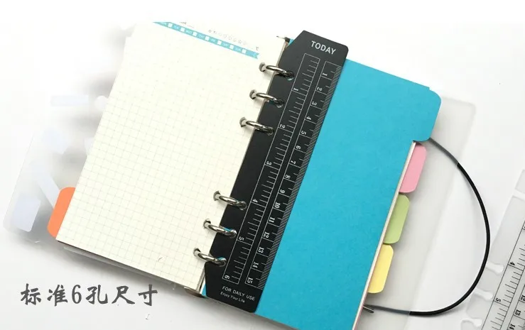 A5 A6 A7 Ruler Black Pink Matt Frosted Planner Agenda Notebook For 6 Holes Loose Leaf Spiral Notebook Organizer