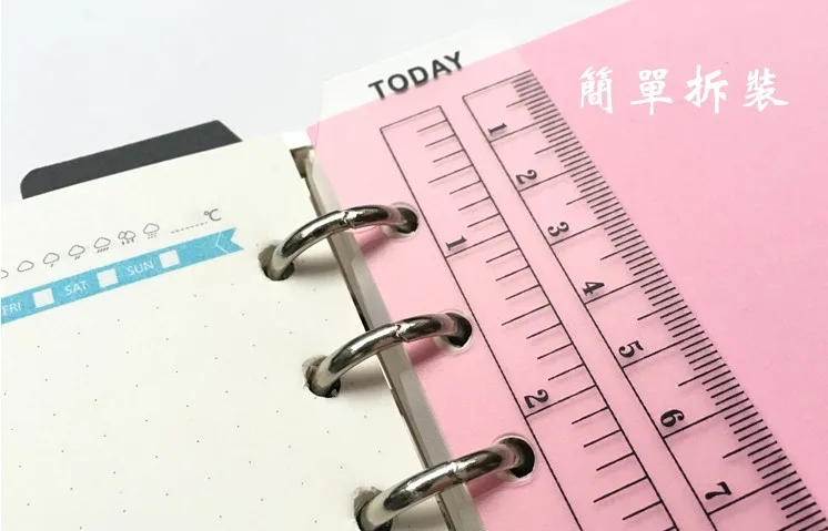 A5 A6 A7 Ruler Black Pink Matt Frosted Planner Agenda Notebook For 6 Holes Loose Leaf Spiral Notebook Organizer