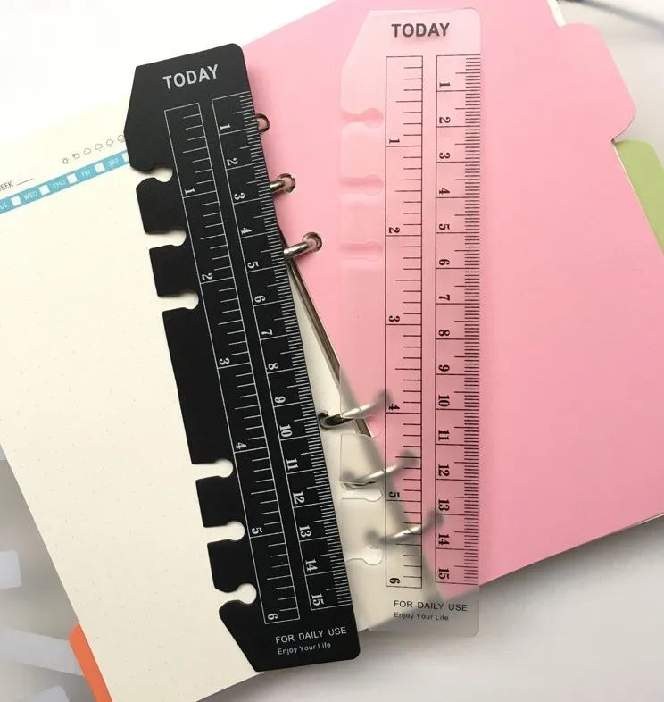 A5 A6 A7 Ruler Black Pink Matt Frosted Planner Agenda Notebook For 6 Holes Loose Leaf Spiral Notebook Organizer