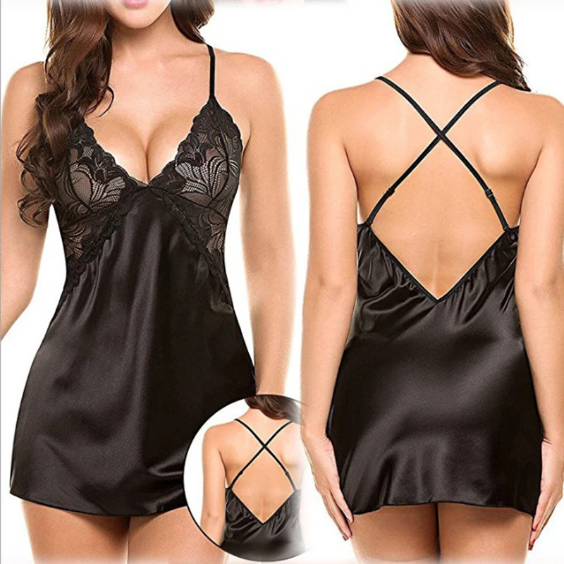 Women Sexy Lace Sling Lingerie Nightwear Robe Babydoll Attractive Sexy Sleepwear Charming Night Dress Sleep Wear 1pcs