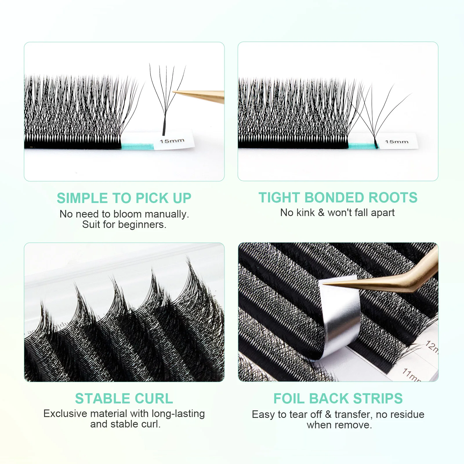 NAGARAKU Automatic Flowering W Shape Bloom 3D 4D 5D 6D Premade Fans Eyelash Extensions Natural Soft Light Full Dense