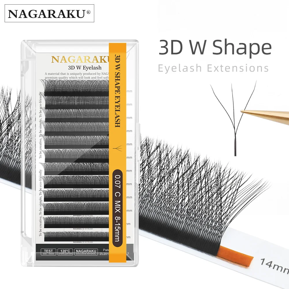 NAGARAKU Automatic Flowering W Shape Bloom 3D 4D 5D 6D Premade Fans Eyelash Extensions Natural Soft Light Full Dense