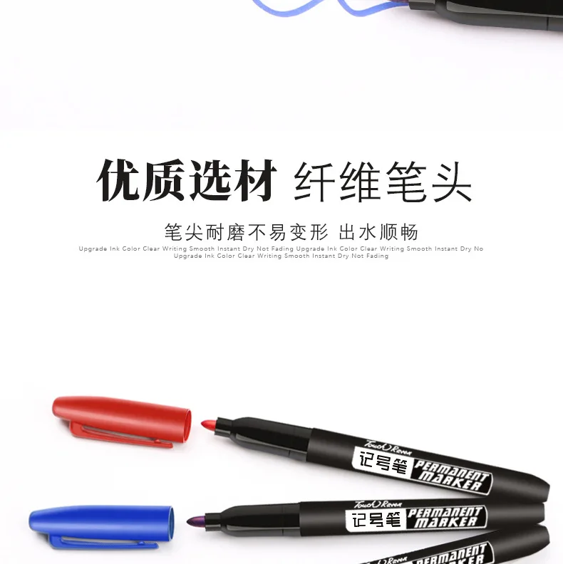 6 PCS Permanent Marker Pen Manga Drawing Markers Black Blue Red Waterproof Ink Sketch Pens Stationery Art School Supplies