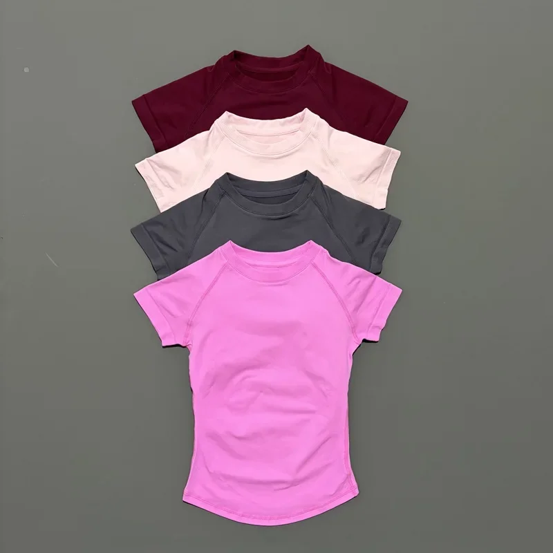 HISTELLO Sport Short Sleeve Top Seamless Yoga Leotard Clothing Women Running Sports T Shirt Workout Shirts Fitness Sports Vest