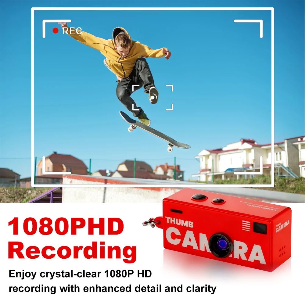 Ourlife Digital Camera 0.96 Inch Keychain Camera Retro Support Memory Card 1080P Very Small Camcorder Video Recorder with Flash