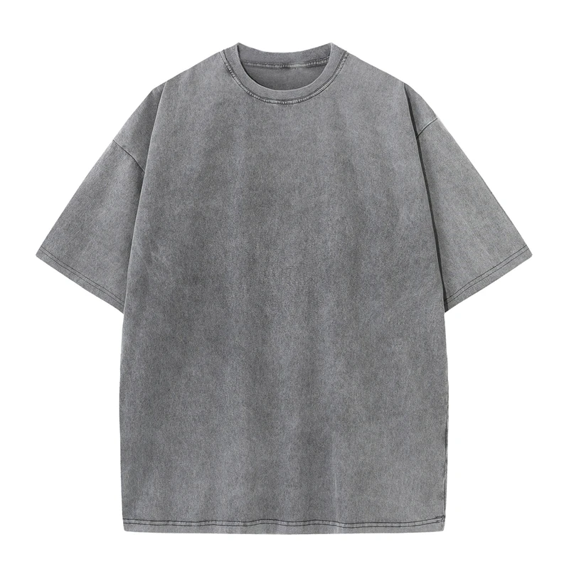 Men's Summer T-shirt 230G Heavy Cotton Vintage Washed T-Shirts Oversized Short Sleeve Loose Streetwear Short Sleeve Tops Tee
