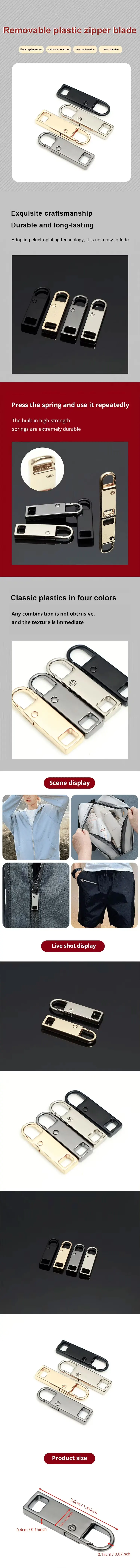 4pcs/8pcs Detachable Zipper Pull, Multi Color Replacement Zipper Accs For Jeans & Backpack, Sewing Tools