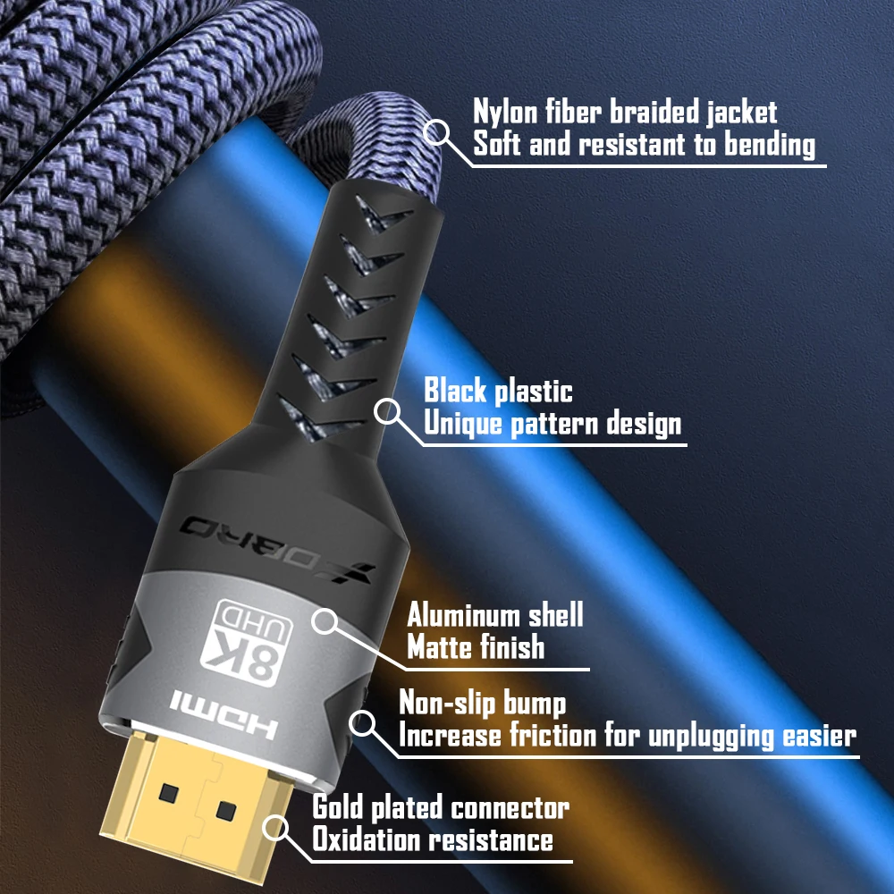 8K HDMI-Compatible Cable 4K@120Hz 8K@60Hz HDMI 2.1 Cable 48Gbps Adapter For RTX 3080 EARC HDR Video Cable PC Laptop TV Box PS5