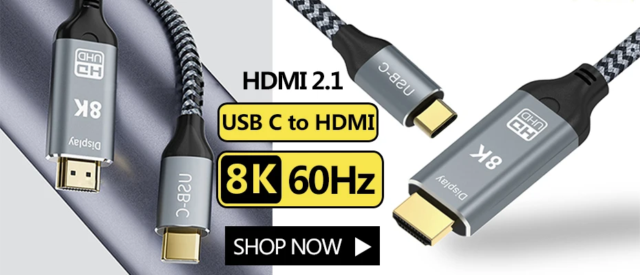 8K HDMI-Compatible Cable 4K@120Hz 8K@60Hz HDMI 2.1 Cable 48Gbps Adapter For RTX 3080 EARC HDR Video Cable PC Laptop TV Box PS5