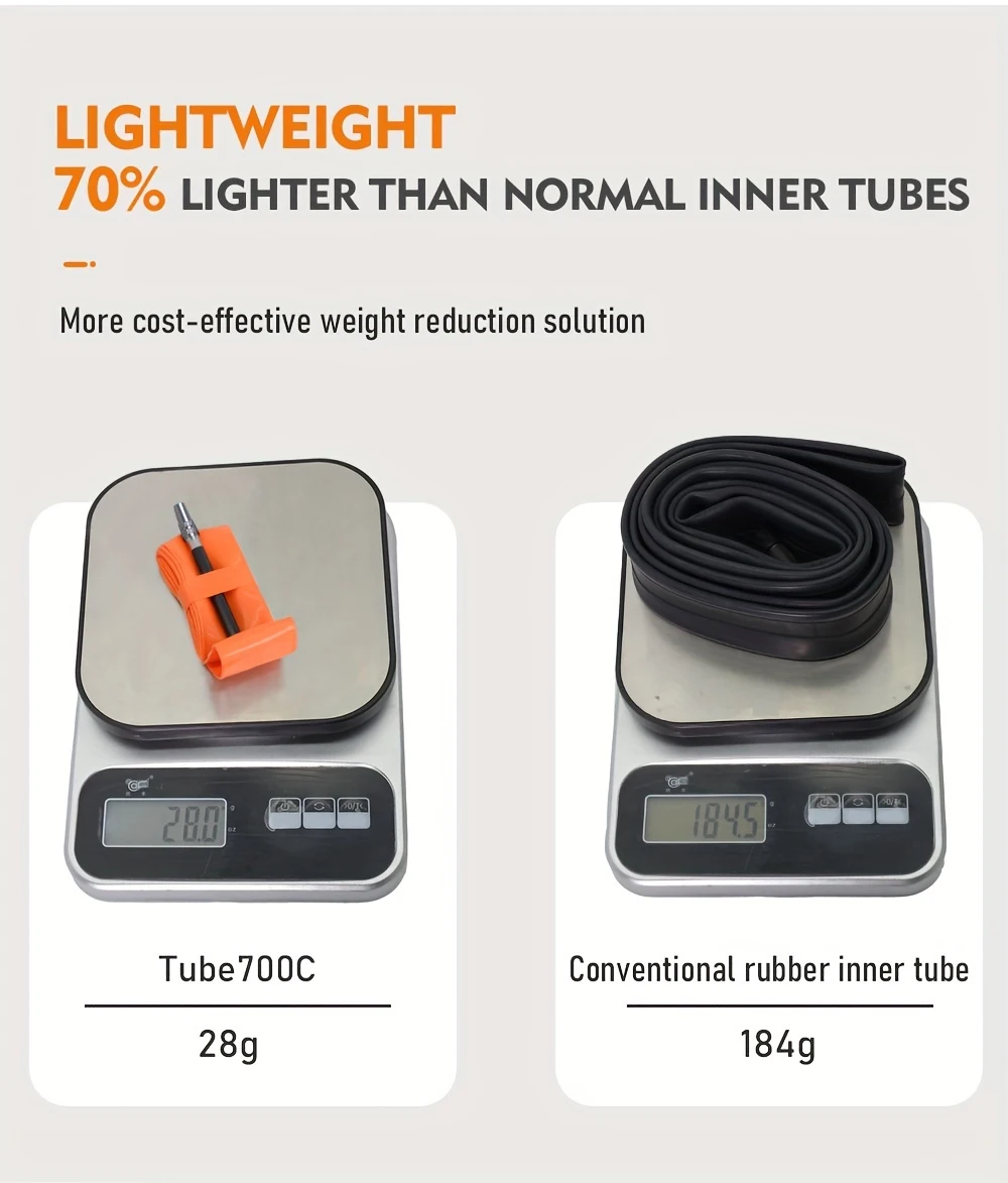 ThinkRider 28g Ultralight Bike Inner Tube 700 x 18 25 28 Road Bicycle TPU Tire 45/65/85mm Length French Valve Super Light Tube