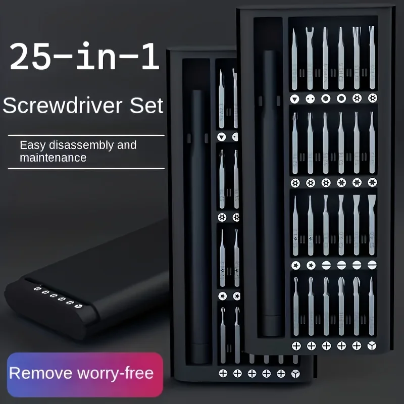 25 in 1 Mini Screwdriver Set, Flat Head and Cross Shaped Small Screwdrivers, Suitable for Electronic Products
