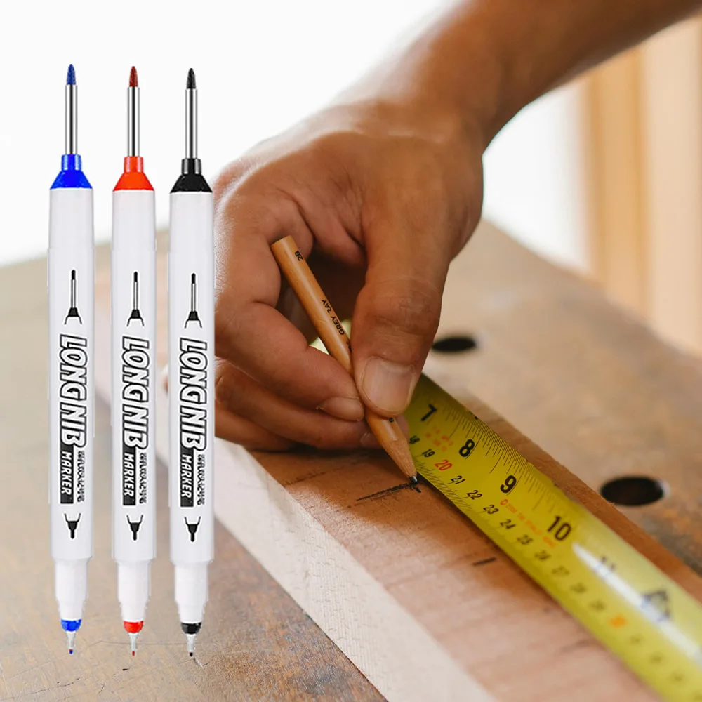20mm Double-Tip Deep Hole Long Head Nib Markers For Metal Pen Waterproof Bathroom Woodworking Decoration Multi-Purpose