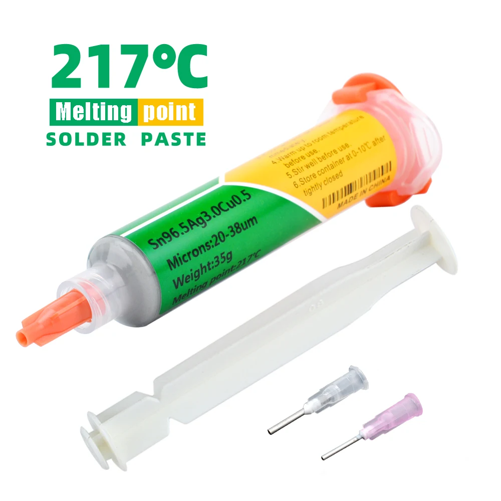 KEK Solder Paste Silver-containing 3% Sn96.5Ag3.0Cu0.5 Needle Tube Type Silver-containing Solder Melting Point 217