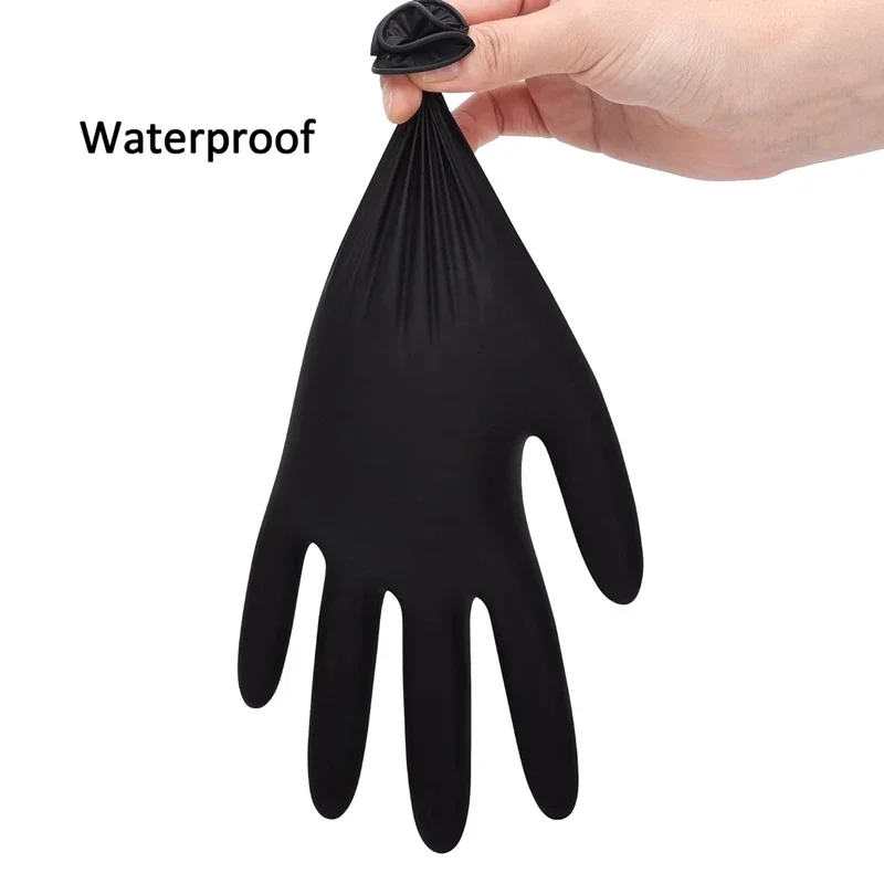 10/20/50/100pcs Disposable PVC Black Nitrile Gloves,Waterproof Latex Free,For Car Repair Food Safe Hair Dyeing Work Gloves