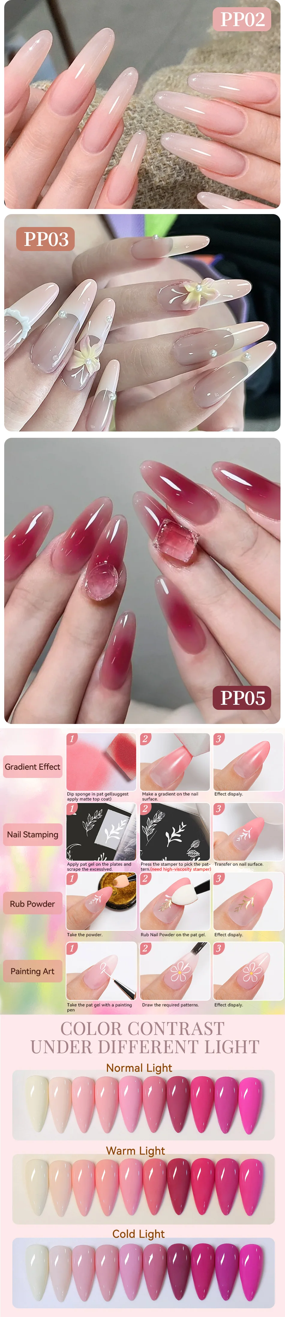 UR SUGAR 4 In 1 Pat Painting Gel Nail Nude Pink Color Painting Liner Nail Art Used For Gradient Cover Edge Nail Stamping Pattern